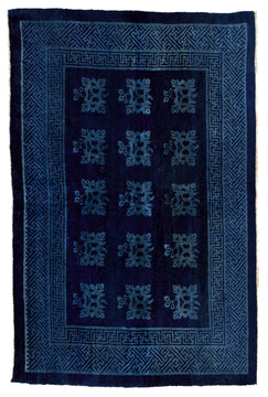 ANTIQUE CHINESE PAO TAO, BLUE - FLOWER 4' 4'' x 6' 9''