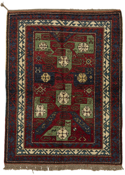 KAZAK OK 5x6 Red and Green Area Rug by Tufenkian Artisan Carpets