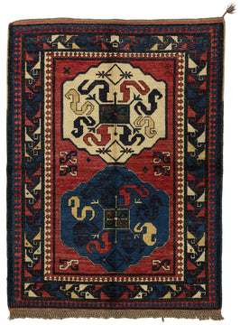 KAZAK OK 5x6  Red and Blue Area Rug  by Tufenkian Artisan Carpets