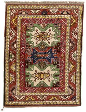 KAZAK OK 5x6 Red and Green Area Rug by Tufenkian Artisan Carpets